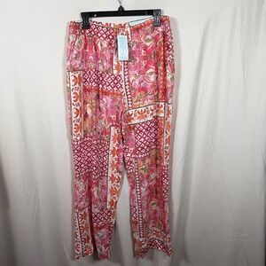 Blue Sol Wide Leg Pants Women's Large NWT Pink Boho Patchwork Palazzo